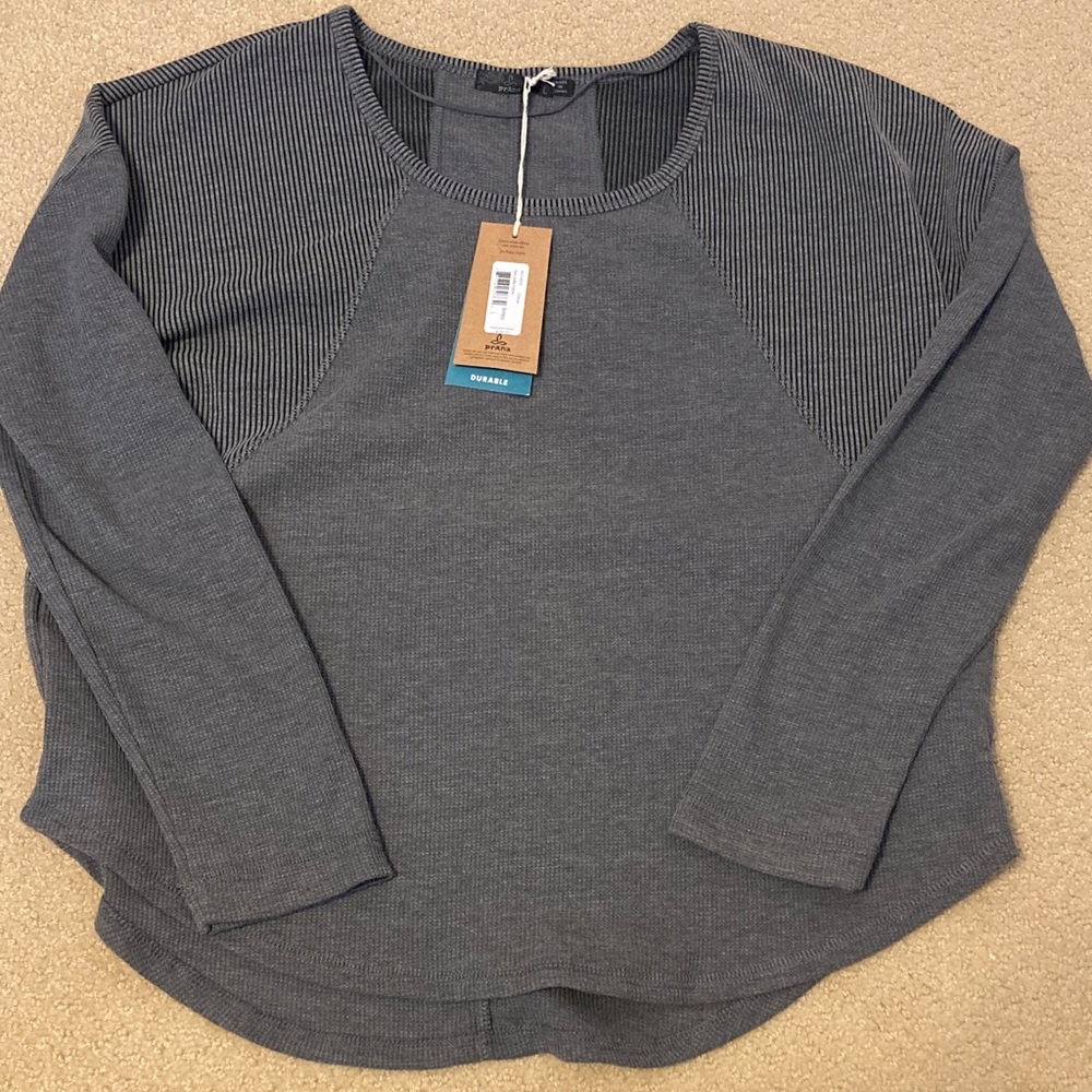 New Women’s Prana Remi Waffle Pullover size large charcoal gray color